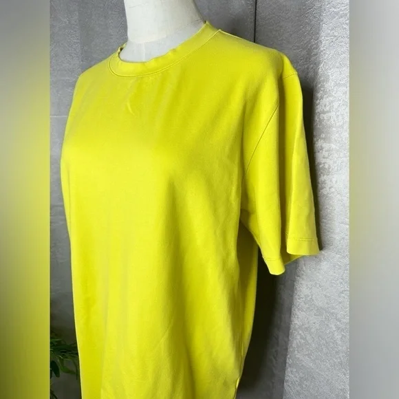 Theory Men’s Crew Neck Short-Sleeve Tee in Stretch Jersey in Cyber Yellow Sz M - Picture 5 of 12